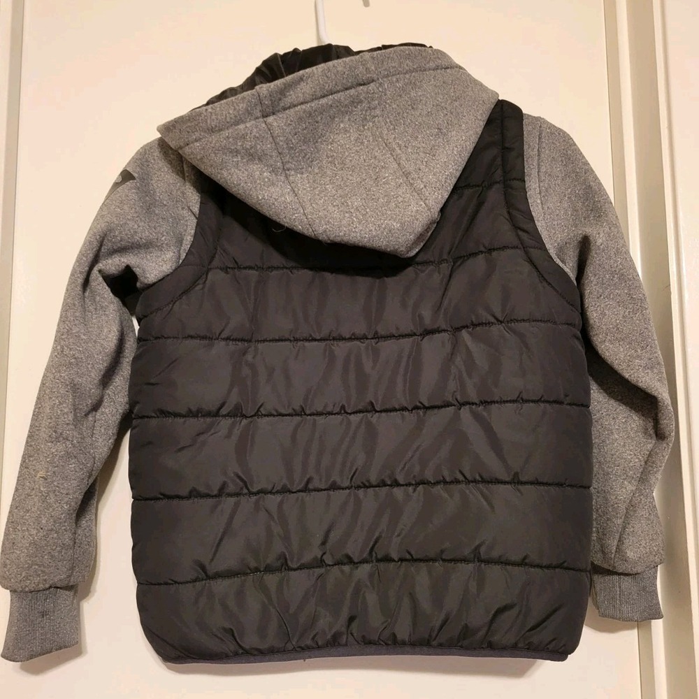 Timberland Boys Puffer Jacket Black Gray Hooded S (7/8) Full Zip Polyester - Picture 2 of 6